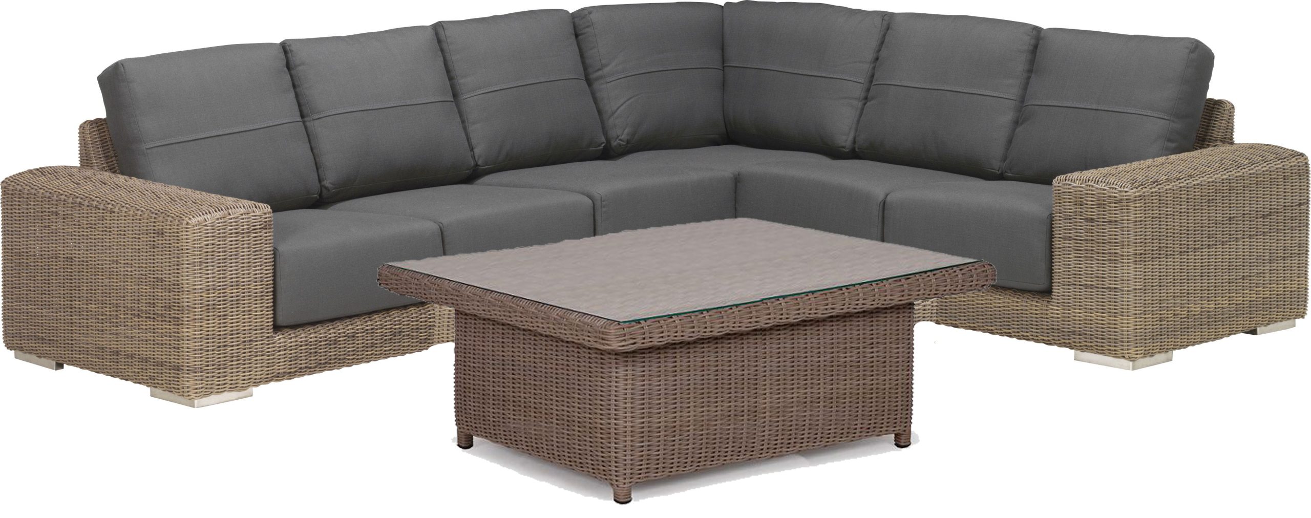 4 Seasons Outdoor Kingston Corner Set with 150cm x 90cm Hi Lo Denver Table | Garden Furniture Online