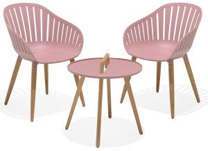 LifestyleGarden Nassau 50cm Round Coffee Set   Pink | Garden Furniture Online