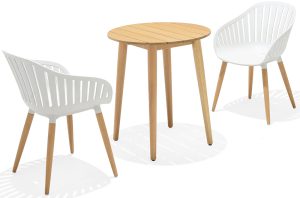 LifestyleGarden Nassau DuraOcean 66cm Round Bistro Set   Oatmeal | Garden Furniture Online