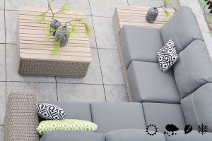 4 Seasons Outdoor Kingston Teak Corner Set in Pure Weave | Garden Furniture Online