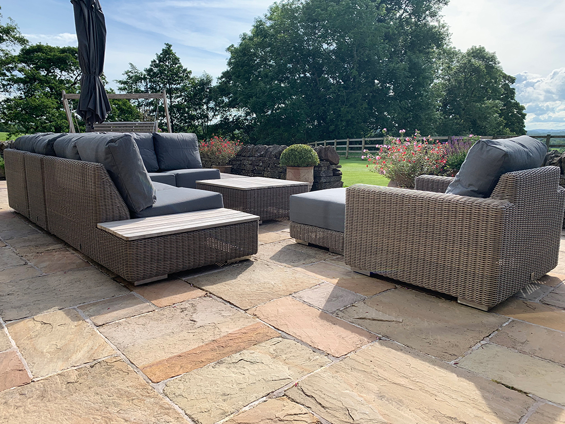 4 Seasons Outdoor Kingston Large Teak Corner Set in Pure Weave