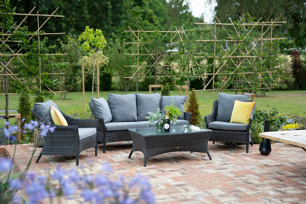 4 Seasons Outdoor Boston Lounge Set in Charcoal Weave