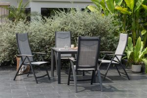 LifestyleGarden Urbanite Panama Dark 4 Seat Reclining Dining Set | Garden Furniture Online