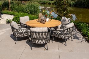 4 Seasons Outdoor Calpi 6 Seat Round Low Dining Set | Garden Furniture Online