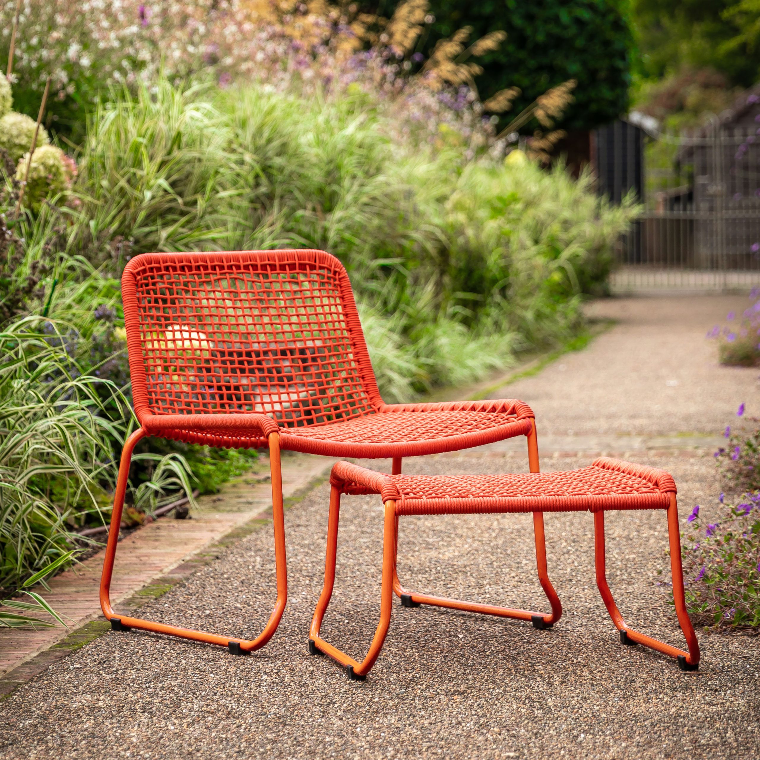 Gallery Outdoor Sassano Lounge Chair with Footstool Orange