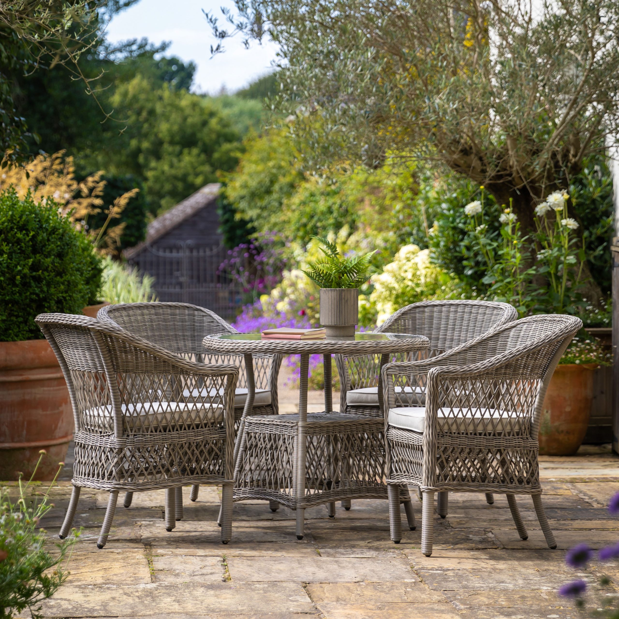 Gallery Outdoor Menton 4 Seater Round Dining Set | Garden Furniture Online