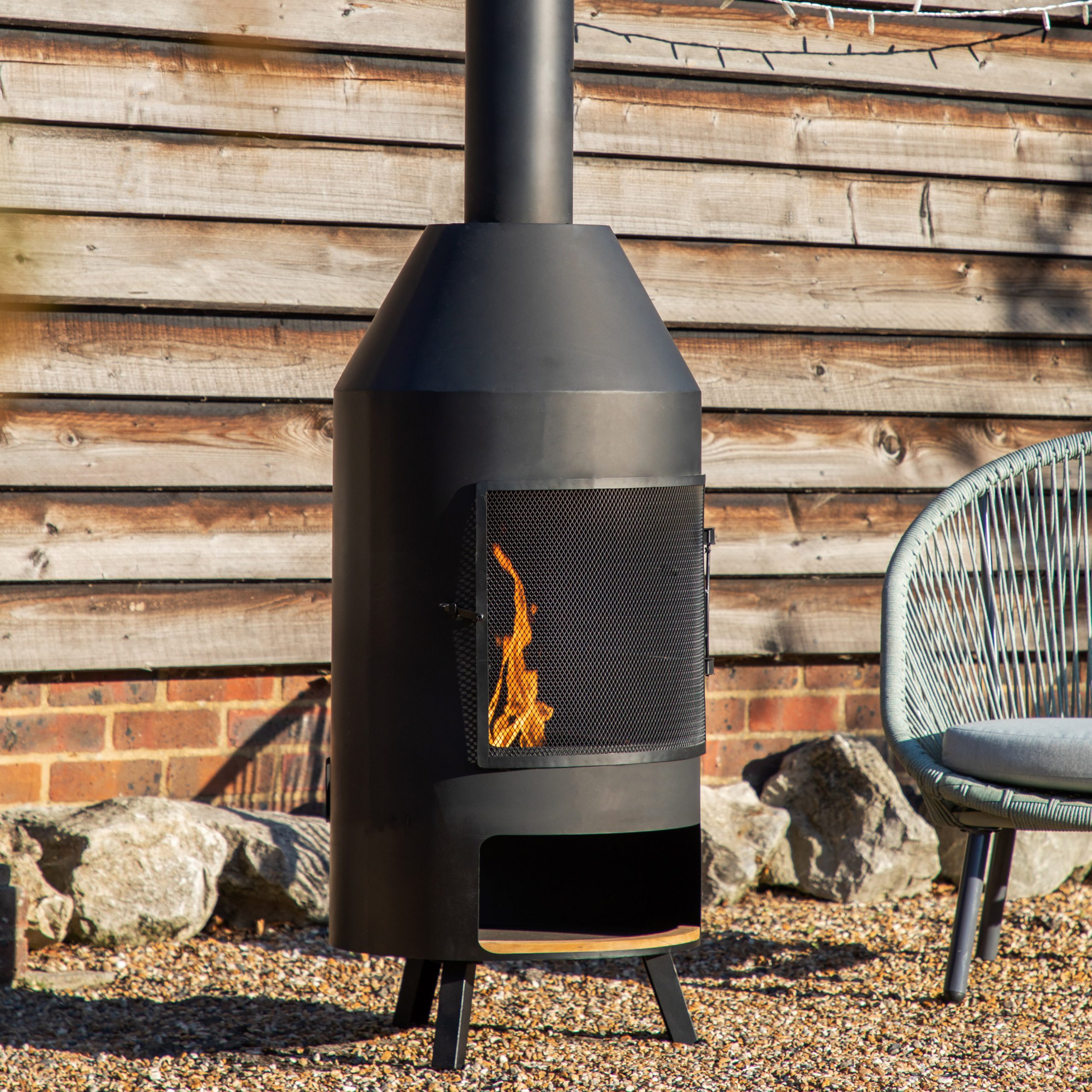 Gallery Outdoor Firenze Chiminea with Pizza Shelf 500x500x1835mm