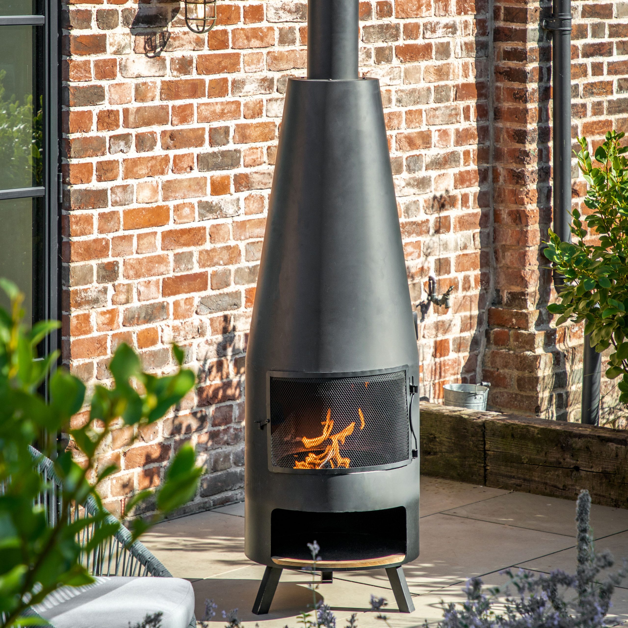 Gallery Outdoor Foligno Chiminea with Pizza Shelf 500x500x1865mm