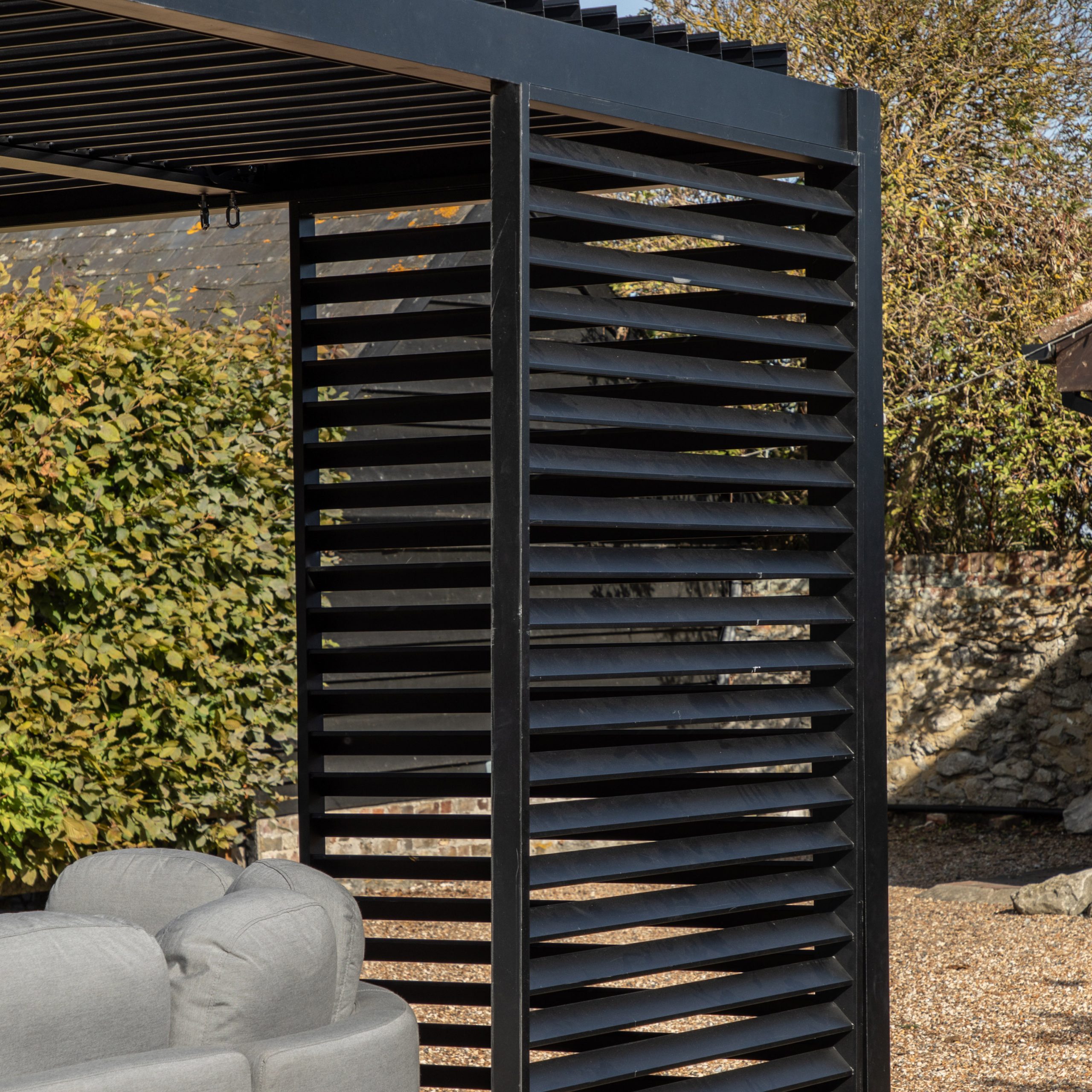 Gallery Outdoor Messina Pergola Louvre Screen Black 1230x2180mm