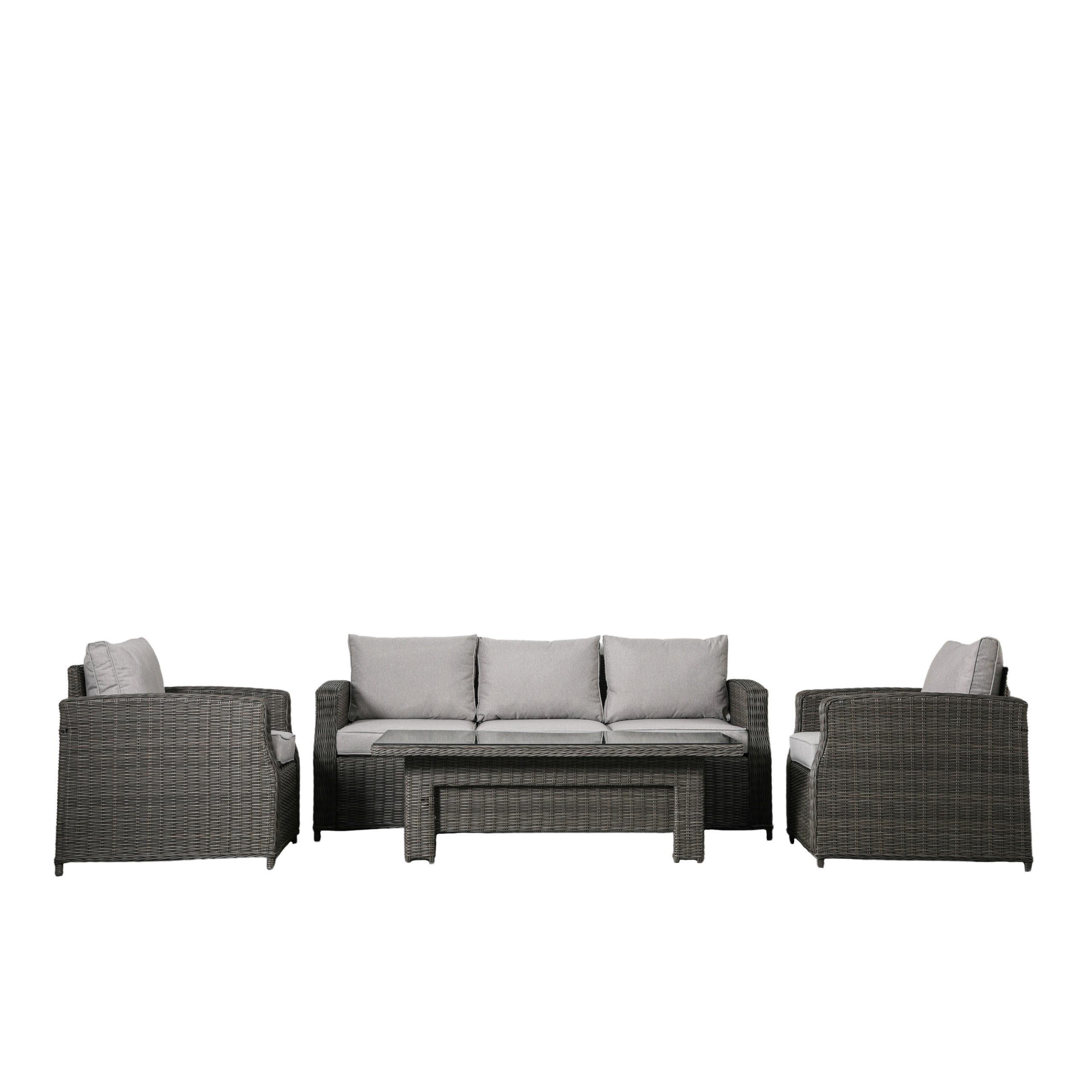 Gallery Outdoor Sovera 3 Seater Dining Set Rising Table Grey